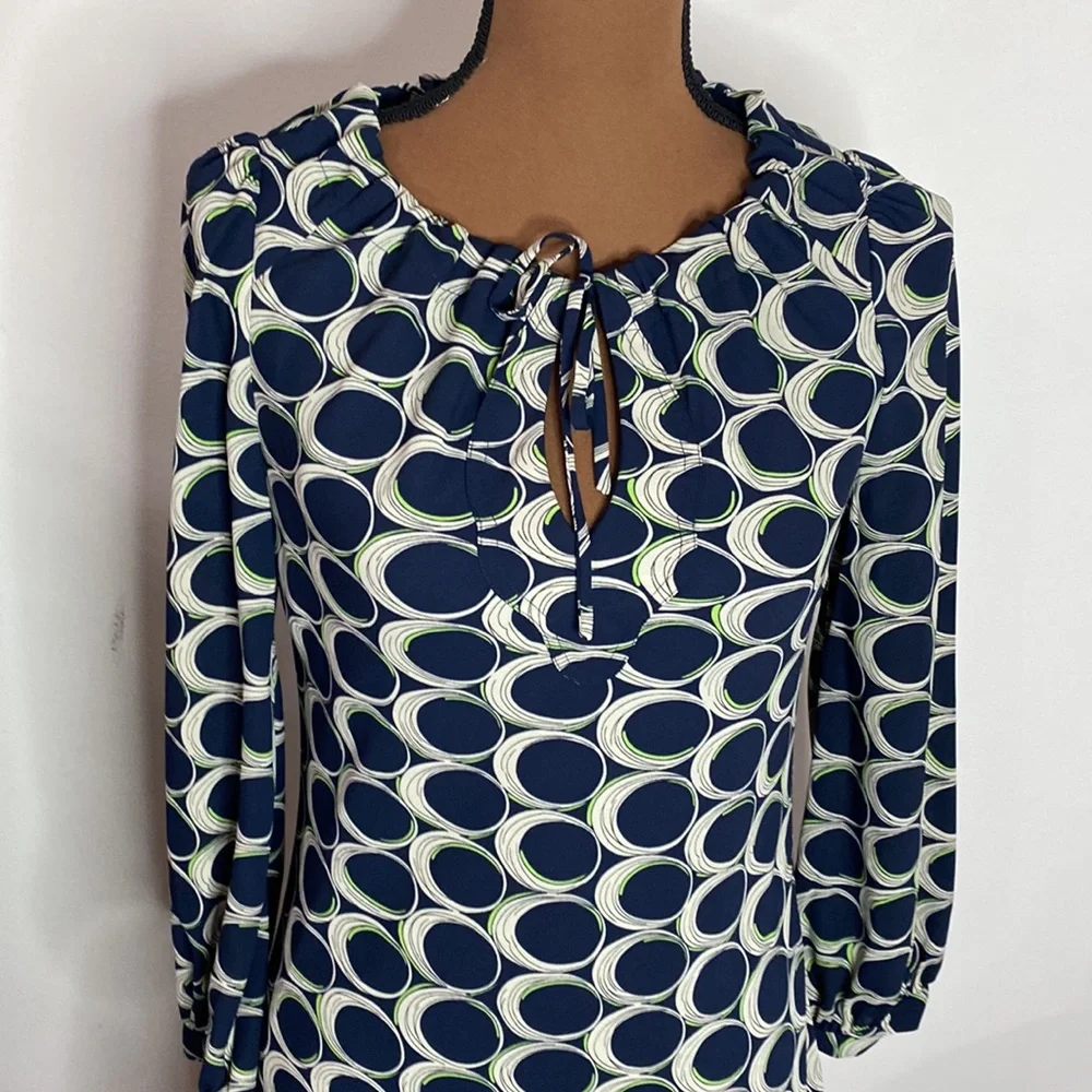 Moulinette Soeurs Anthropologie ellipse print mod style keyhole neck dress sz 0 - Picture 5 of 13